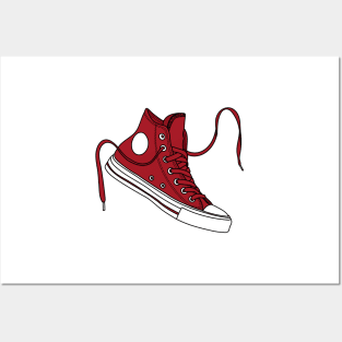 Deep red high tops Posters and Art